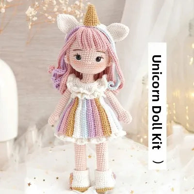 Adorable Unicorn Girl DIY Crochet Kit Katie Doll Material Bundle Magic Yarn Ball Cute Decoration Handcrafted Cotton Wool