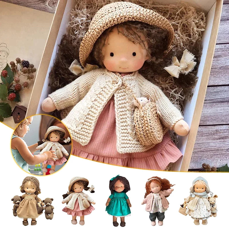 MY 1pc Mini Cute Enamel Doll Waldorf Doll Handmade Mini Dress Up Dolls Kawaii Soft Stuffed Plush Toys Girl Kids Birthday Gift