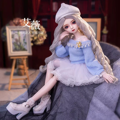 1/3 Scale 60cm BJD Doll Pink Sweet Daily Casua DIY Parts 36 Movable Joints Custom Hand-Painted Makeup Handmade Collectible Dolls