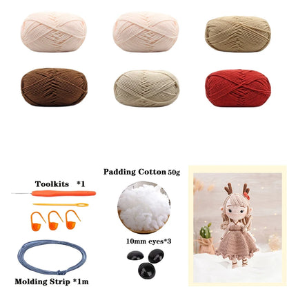 Handmade Amigurumi Crochet Girls Hook Set Yarn Material Kit DIY Knitting Woolen Doll Accessories Cute Crafts For Girl's Gifts