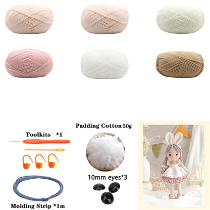 Handmade Amigurumi Crochet Girls Hook Set Yarn Material Kit DIY Knitting Woolen Doll Accessories Cute Crafts For Girl's Gifts