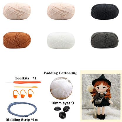 Handmade Amigurumi Crochet Girls Hook Set Yarn Material Kit DIY Knitting Woolen Doll Accessories Cute Crafts For Girl's Gifts