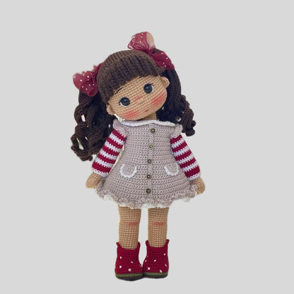 Handmade Knitting Doll Crochet The girl Leah and the mushroom Dolls For Home Accessories Craft Toy Ornaments Finished Dolls