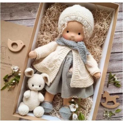 A Cotton-Filled Waldorf Doll Artistically Handcrafted Into A Mini Dress-Up Doll Diy Gift Box Packaging Toy For A Birthday Gift