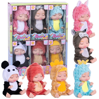 Humanoid Doll Baby Dolls with Clothes 6 Pcs Set 4 Inch Mini Reborn with Lifelike Miniature Handmade Realistic Doll for Kids Gift