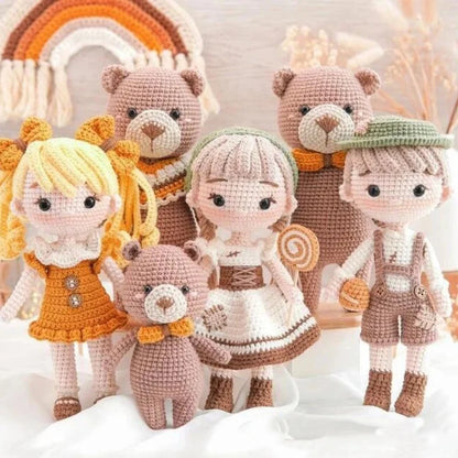 Handmade Amigurumi Crochet Girls Hook Set Yarn Material Kit DIY Knitting Woolen Doll Accessories Cute Crafts For Girl's Gifts