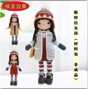 Crochet Kit Gril DIY Doll Crocheting Kits Amigurumi Knitting Kits Craft Toy Handmake Kits with Yarn Accessories Pattern