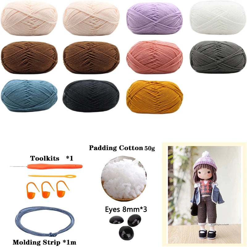 Crochet Girls Amigurumi Crochet Doll Hook Material Set Knitting Yarn For Home Accessories Pattern Craft Art Handmade Ornaments