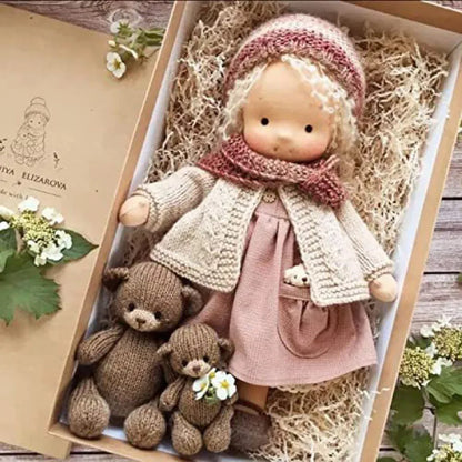 A Cotton-Filled Waldorf Doll Artistically Handcrafted Into A Mini Dress-Up Doll Diy Gift Box Packaging Toy For A Birthday Gift