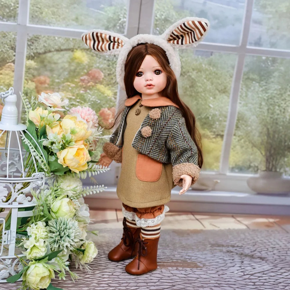 Cloveray 16-18 inch Cute Realistic Victorian Ceramic Doll Rural style Porcelain Doll Handmade High Quality Original Artwork