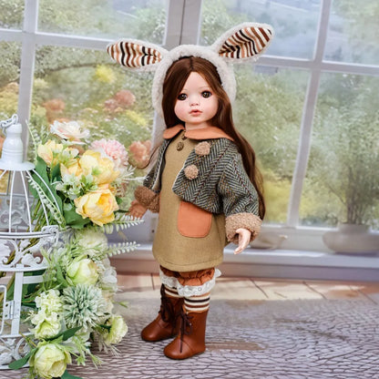Cloveray 16-18 inch Cute Realistic Victorian Ceramic Doll Rural style Porcelain Doll Handmade High Quality Original Artwork