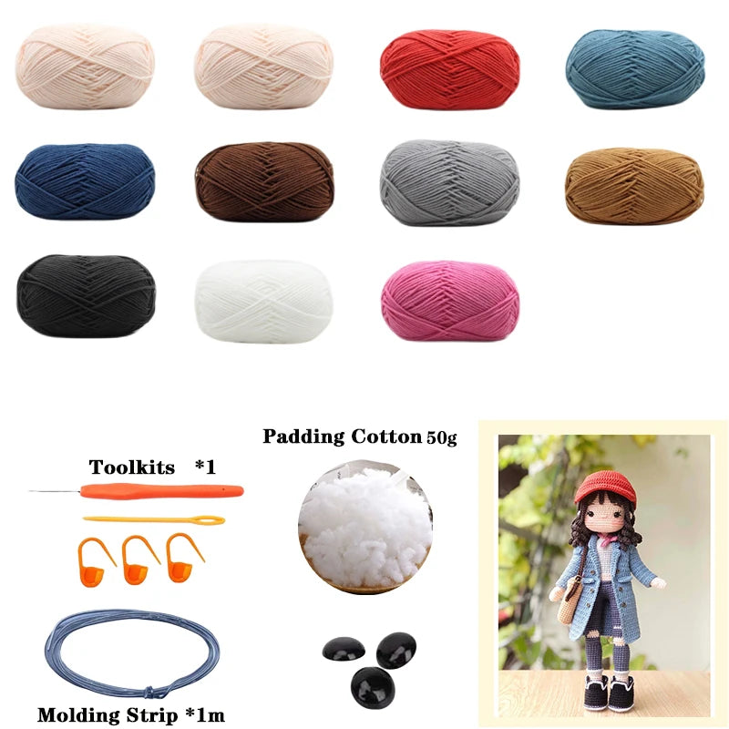 Crochet Girls Amigurumi Crochet Doll Hook Material Set Knitting Yarn For Home Accessories Pattern Craft Art Handmade Ornaments