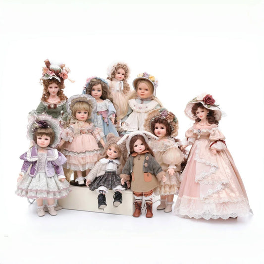 Cloveray 16-18 inch Cute Realistic Victorian Ceramic Doll Rural style Porcelain Doll Handmade High Quality Original Artwork