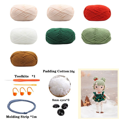 Handmade Amigurumi Crochet Girls Hook Set Yarn Material Kit DIY Knitting Woolen Doll Accessories Cute Crafts For Girl's Gifts