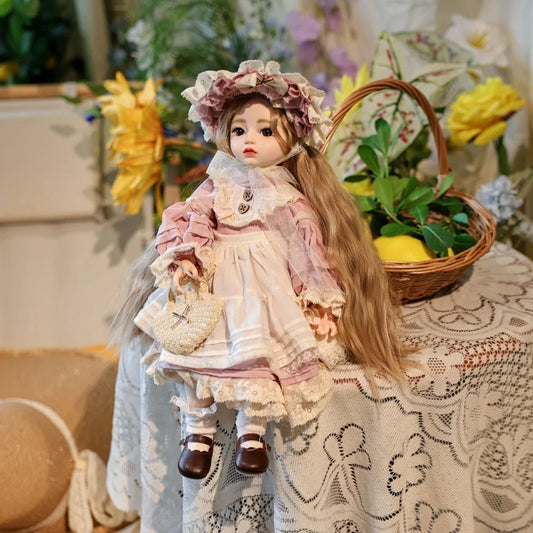 Cloveray 18 Inch Rural Style BJD Vinyl Doll Handmade Realistic Spherical Joint Doll Toys Hobby Collection Kid Gifts With Bracket