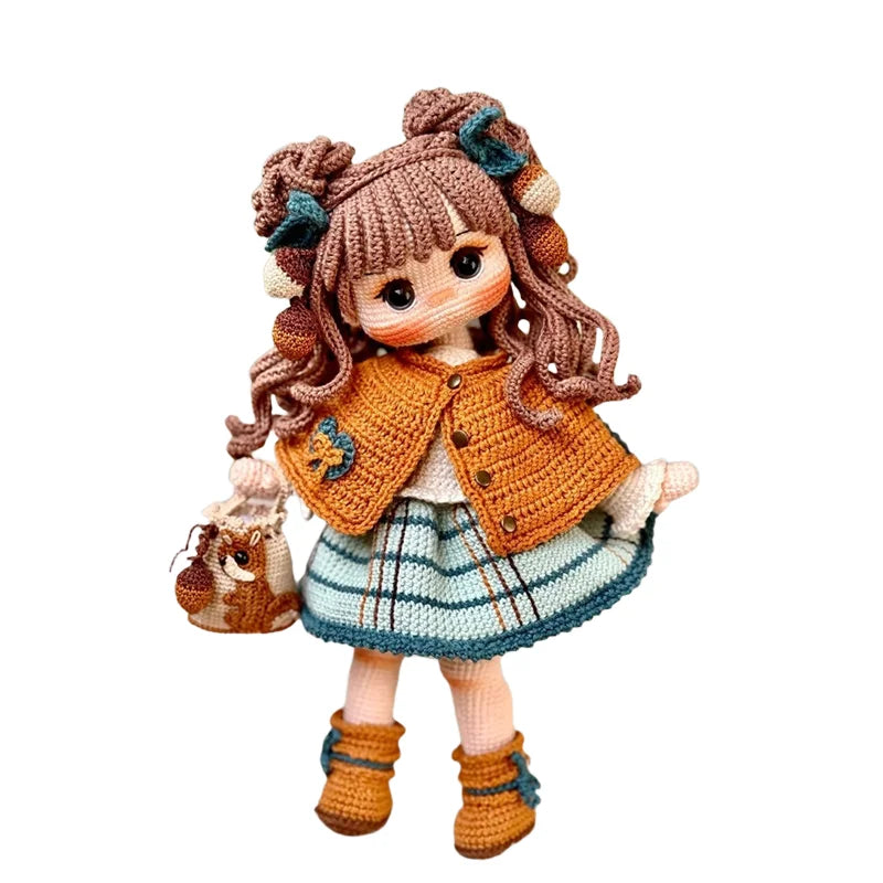 Handmade Knitting Doll Crochet  Edge Girls dolls Crochet Dolls For Home Accessories Craft Toy Ornaments Finished Dolls
