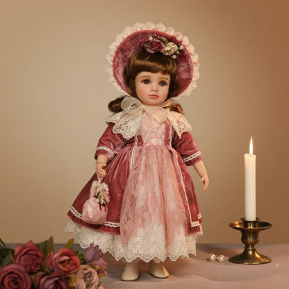 18 inch Cloveray Kawaii Porcelain Doll Handmade Ceramic Retro Palace Dolls Room Decor Toys Handmade Artworks Gifts