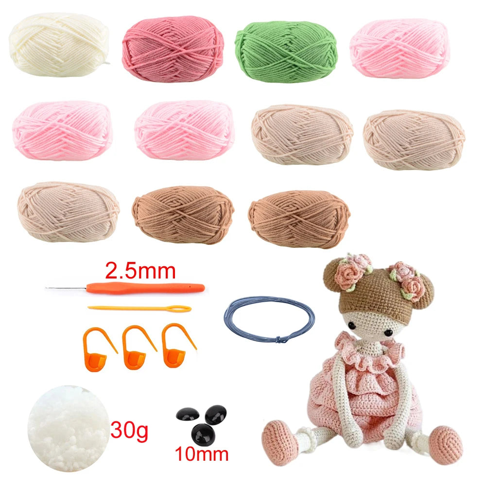 TPRPYN Gril Crochet Kit DIY Doll Crocheting kits amigurumi Knitting kits Craft Toy handmake kits With Yarn Accessories Pattern