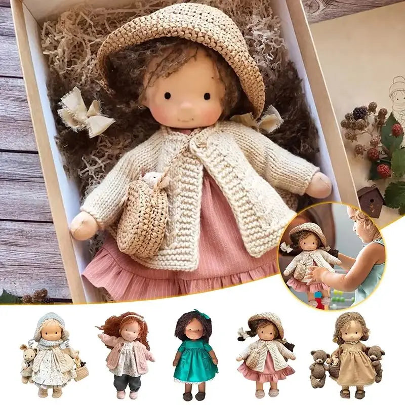 Waldorf Doll Handmade Mini Dress Up Dolls Mini Cute Native Enamel Doll Kawaii Soft Stuffed Plush Toys Girl Kids Birthday Gift