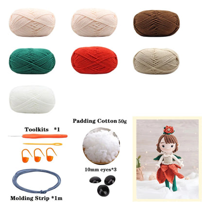 Handmade Amigurumi Crochet Girls Hook Set Yarn Material Kit DIY Knitting Woolen Doll Accessories Cute Crafts For Girl's Gifts