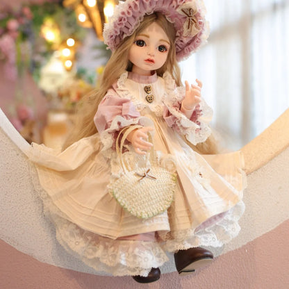 Cloveray 18 Inch Rural Style BJD Vinyl Doll Handmade Realistic Spherical Joint Doll Toys Hobby Collection Kid Gifts With Bracket