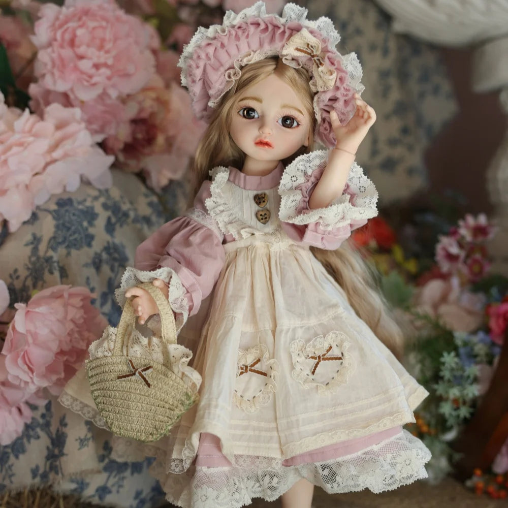 Cloveray 18 Inch Rural Style BJD Vinyl Doll Handmade Realistic Spherical Joint Doll Toys Hobby Collection Kid Gifts With Bracket