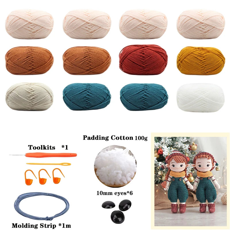 Handmade Amigurumi Crochet Girls Hook Set Yarn Material Kit DIY Knitting Woolen Doll Accessories Cute Crafts For Girl's Gifts