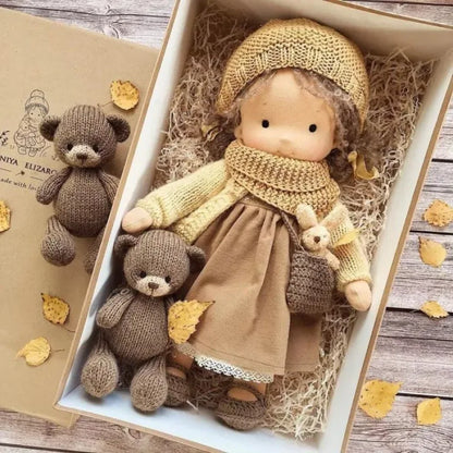A Cotton-Filled Waldorf Doll Artistically Handcrafted Into A Mini Dress-Up Doll Diy Gift Box Packaging Toy For A Birthday Gift