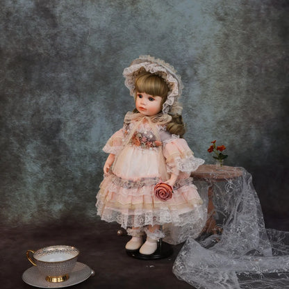 18 inch Cloveray Kawaii Porcelain Doll Handmade Ceramic Retro Palace Dolls Room Decor Toys Handmade Artworks Gifts