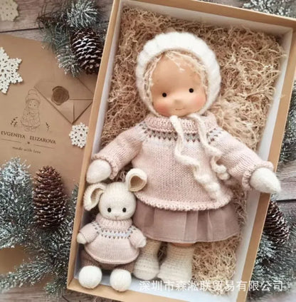 A Cotton-Filled Waldorf Doll Artistically Handcrafted Into A Mini Dress-Up Doll Diy Gift Box Packaging Toy For A Birthday Gift